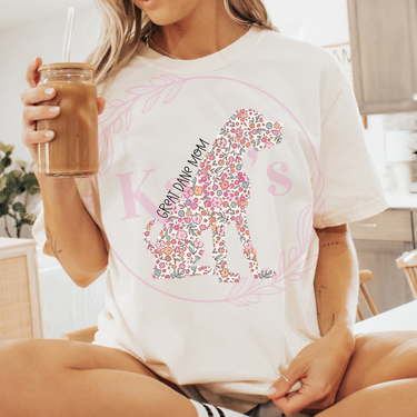 Great Dane Mom Floral Comfort Colors T-Shirt